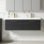 Nuie Arno Wall Hung 2-Drawer Vanity Unit with Double Ceramic Basin 1200mm Wide - Black Woodgrain