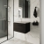 Nuie Arno Wall Hung 1-Drawer Vanity Unit with Bellato Grey Worktop 600mm Wide - Black Woodgrain