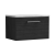 Nuie Arno Wall Hung 1-Drawer Vanity Unit with Bellato Grey Worktop 600mm Wide - Black Woodgrain