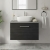 Nuie Arno Wall Hung 1-Drawer Vanity Unit with Bellato Grey Worktop 600mm Wide - Black Woodgrain
