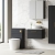 Nuie Arno Wall Hung 1-Drawer Vanity Unit with Bellato Grey Worktop 600mm Wide - Black Woodgrain | Thumbnail Image