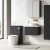 Nuie Arno Wall Hung 1-Drawer Vanity Unit with Carrera Marble Worktop 600mm Wide - Charcoal Black Woodgrain | Thumbnail Image