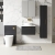 Nuie Arno Wall Hung 1-Drawer Vanity Unit with Carrera Marble Worktop 600mm Wide - Charcoal Black Woodgrain | Thumbnail Image