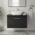 Nuie Arno Wall Hung 1-Drawer Vanity Unit with Sparkling Black Worktop 600mm Wide - Black Woodgrain