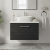 Nuie Arno Wall Hung 1-Drawer Vanity Unit with Sparkling White Worktop 600mm Wide - Black Woodgrain