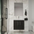 Nuie Arno Wall Hung 2-Door Vanity Unit with Basin-1 600mm Wide - Black Woodgrain