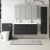 Nuie Arno Wall Hung 4-Door Vanity Unit with Double Ceramic Basin 1200mm Wide - Charcoal Black Woodgrain