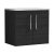 Nuie Arno Wall Hung 2-Door Vanity Unit with Bellato Grey Worktop 600mm Wide - Black Woodgrain