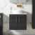 Nuie Arno Wall Hung 2-Door Vanity Unit with Carrera Marble Worktop 600mm Wide - Charcoal Black Woodgrain | Thumbnail Image