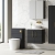 Nuie Arno Wall Hung 2-Door Vanity Unit with Sparkling White Worktop 600mm Wide - Black Woodgrain
