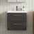 Nuie Arno Wall Hung 2-Drawer Vanity Unit with Basin-1 600mm Wide - Black Woodgrain