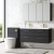 Nuie Arno Wall Hung 4-Drawer Vanity Unit with Double Polymarble Basin 1200mm Wide - Black Woodgrain | Thumbnail Image