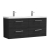 Nuie Arno Wall Hung 4-Drawer Vanity Unit with Double Ceramic Basin 1200mm Wide - Black Woodgrain