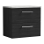 Nuie Arno Wall Hung 2-Drawer Vanity Unit with Bellato Grey Worktop 600mm Wide - Black Woodgrain