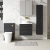 Nuie Arno Wall Hung 2-Drawer Vanity Unit with Carrera Marble Worktop 600mm Wide - Charcoal Black Woodgrain | Thumbnail Image