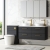 Nuie Arno Wall Hung 4-Drawer Vanity Unit with Carrera Marble Worktop 1200mm Wide - Charcoal Black Woodgrain | Thumbnail Image