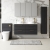 Nuie Arno Wall Hung 4-Drawer Vanity Unit with Carrera Marble Worktop 1200mm Wide - Charcoal Black Woodgrain | Thumbnail Image