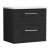 Nuie Arno Wall Hung 2-Drawer Vanity Unit with Sparkling White Worktop 600mm Wide - Black Woodgrain