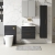 Nuie Arno Wall Hung 2-Drawer Vanity Unit with Sparkling White Worktop 600mm Wide - Black Woodgrain
