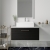 Nuie Arno Wall Hung 1-Drawer Vanity Unit with Bellato Grey Worktop 800mm Wide - Black Woodgrain