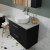 Nuie Arno Wall Hung 2-Drawer Vanity Unit with Bellato Grey Worktop 800mm Wide - Black Woodgrain | Thumbnail Image