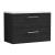 Nuie Arno Wall Hung 2-Drawer Vanity Unit with Sparkling White Worktop 800mm Wide - Black Woodgrain