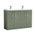 Nuie Arno Floor Standing 4-Door Vanity Unit with Double Ceramic Basin 1200mm Wide - Satin Green | Thumbnail Image