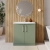 Nuie Arno Floor Standing 2-Door Vanity Unit with Basin-4 800mm Wide - Satin Green