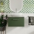 Nuie Arno Wall Hung 1-Drawer Vanity Unit with Bellato Grey Worktop 600mm Wide - Satin Green