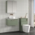 Nuie Arno Wall Hung 1-Drawer Vanity Unit with Bellato Grey Worktop 600mm Wide - Satin Green | Thumbnail Image