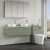 Nuie Arno Wall Hung 2-Drawer Vanity Unit with Bellato Grey Worktop 1200mm Wide - Satin Green | Thumbnail Image