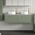 Nuie Arno Wall Hung 2-Drawer Vanity Unit with Bellato Grey Worktop 1200mm Wide - Satin Green | Thumbnail Image