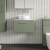 Nuie Arno Wall Hung 1-Drawer Vanity Unit with Carrera Marble Worktop 600mm Wide - Satin Green | Thumbnail Image