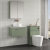 Nuie Arno Wall Hung 1-Drawer Vanity Unit with Carrera Marble Worktop 600mm Wide - Satin Green | Thumbnail Image