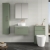 Nuie Arno Wall Hung 1-Drawer Vanity Unit with Carrera Marble Worktop 600mm Wide - Satin Green | Thumbnail Image