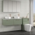 Nuie Arno Wall Hung 2-Drawer Vanity Unit with Carrera Marble Worktop 1200mm Wide - Satin Green | Thumbnail Image