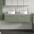 Nuie Arno Wall Hung 2-Drawer Vanity Unit with Carrera Marble Worktop 1200mm Wide - Satin Green | Thumbnail Image