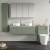 Nuie Arno Wall Hung 2-Drawer Vanity Unit with Carrera Marble Worktop 1200mm Wide - Satin Green | Thumbnail Image