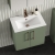 Nuie Arno Wall Hung 2-Door Vanity Unit with Basin-2 500mm Wide - Satin Green