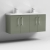 Nuie Arno Wall Hung 4-Door Vanity Unit with Double Polymarble Basin 1200mm Wide - Satin Green