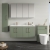 Nuie Arno Wall Hung 4-Door Vanity Unit with Double Polymarble Basin 1200mm Wide - Satin Green