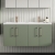 Nuie Arno Wall Hung 4-Door Vanity Unit with Double Polymarble Basin 1200mm Wide - Satin Green