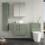 Nuie Arno Wall Hung 2-Door Vanity Unit with Bellato Grey Worktop 600mm Wide - Satin Green | Thumbnail Image