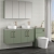 Nuie Arno Wall Hung 4-Door Vanity Unit with Bellato Grey Worktop 1200mm Wide - Satin Green | Thumbnail Image
