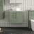 Nuie Arno Wall Hung 2-Door Vanity Unit with Carrera Marble Worktop 600mm Wide - Satin Green | Thumbnail Image