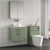 Nuie Arno Wall Hung 2-Door Vanity Unit with Carrera Marble Worktop 600mm Wide - Satin Green | Thumbnail Image