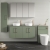 Nuie Arno Wall Hung 4-Door Vanity Unit with Worktop 1200mm Wide - Satin Green | Thumbnail Image