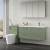 Nuie Arno Wall Hung 4-Drawer Vanity Unit with Double Polymarble Basin 1200mm Wide - Satin Green