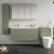 Nuie Arno Wall Hung 4-Drawer Vanity Unit with Double Polymarble Basin 1200mm Wide - Satin Green