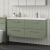 Nuie Arno Wall Hung 4-Drawer Vanity Unit with Double Ceramic Basin 1200mm Wide - Satin Green